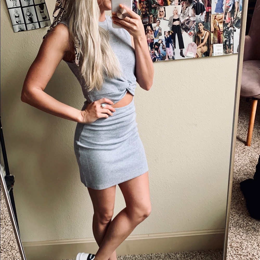 Heather gray cut out dress